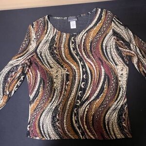 Elegant Swirl Pattern Long Sleeve Top